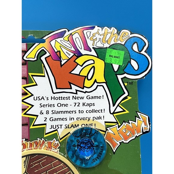 Vintage 1990s TNT & the Kaps Slamopolis Pog Cap Game Set - Sealed On Card - Picture 2 of 5